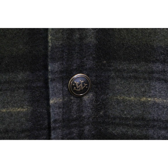 John Wayne Shirt Fleece Jacket size 2XL Green Plaid Mock 1/4 Snap Up Long Sleeve - Picture 3 of 8